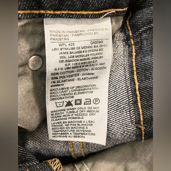 Boys Levi’s slim straight adjustable waist dark blue wash denim jeans. Size 14 R - Picture 4 of 9